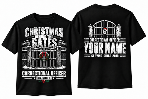 Correctional Officer Christmas Shirt Behind the Gates Custom Name