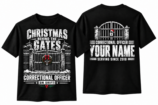 Correctional Officer Christmas Shirt Behind the Gates Custom Name