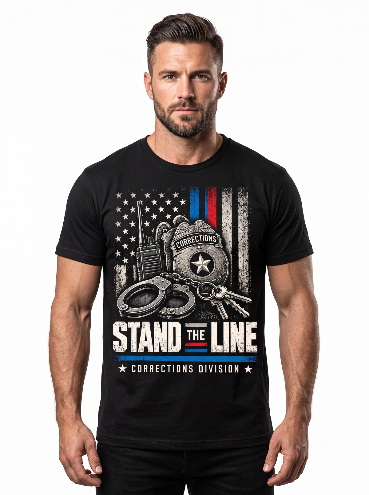 Stand The Line – Personalized Correctional Officer Front & Back T-Shirt