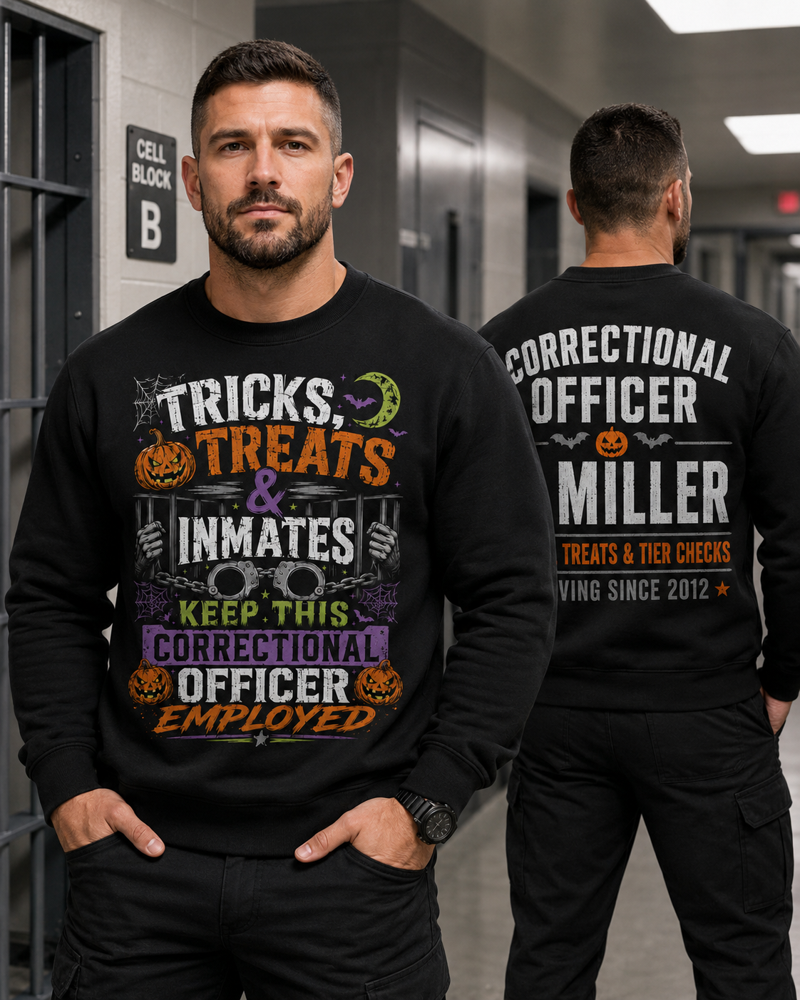 Personalized Correctional Officer Halloween Sweatshirt Stupid People Custom Name CO Gift