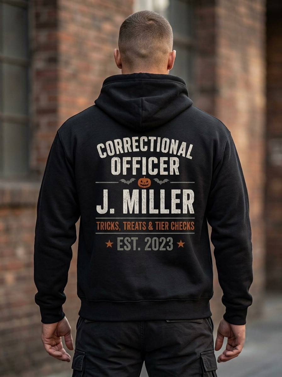 Personalized Correctional Officer Halloween Hoodie Room Service Night Shift Custom Name CO Gift
