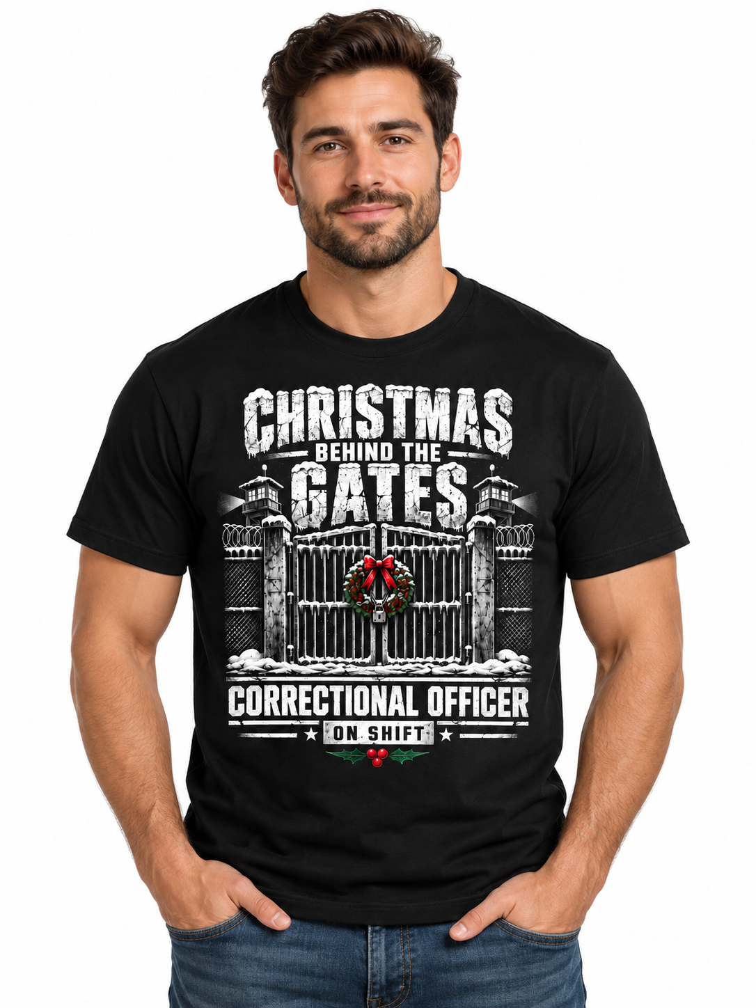Correctional Officer Christmas Shirt Behind the Gates Custom Name