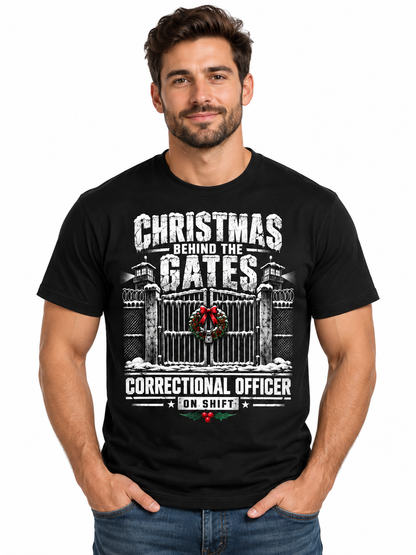 Correctional Officer Christmas Shirt Behind the Gates Custom Name