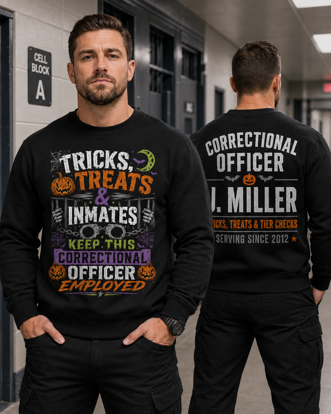 Personalized Correctional Officer Halloween Sweatshirt Stupid People Custom Name CO Gift