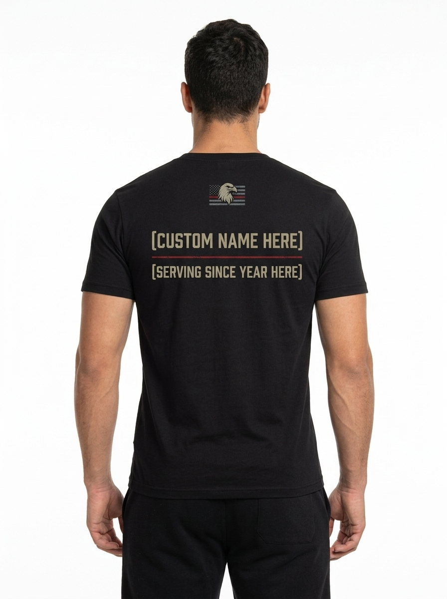 Personalized "Unseen Guardians" Correctional Officer T-Shirt — Thin Red Line Eagle Crest (Front & Back)