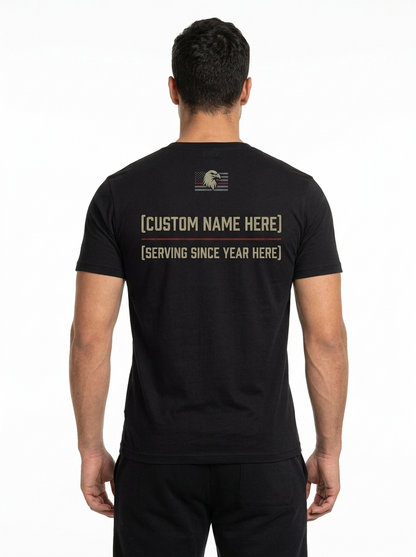 Personalized "Unseen Guardians" Correctional Officer T-Shirt — Thin Red Line Eagle Crest (Front & Back)