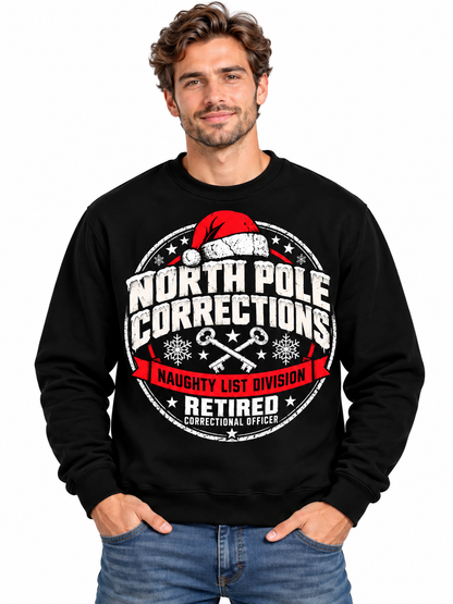 Personalized Retired Correctional Officer North Pole Christmas Sweatshirt