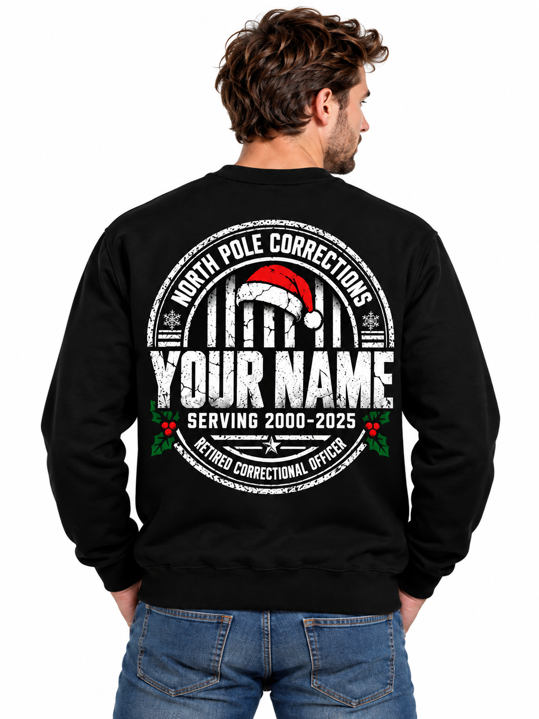Personalized Retired Correctional Officer North Pole Christmas Sweatshirt