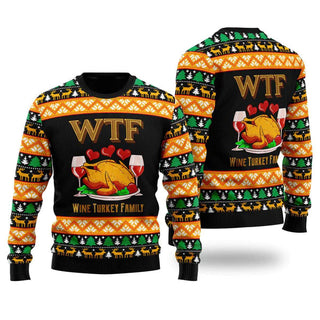 Wine Turkey Family Happy Thanksgiving Ugly Christmas Sweater For Men & Women Christmas Gift Sweater US2250