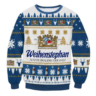 Unisex Weihenstephan Hefe Weissbier Beer 3D Ugly Christmas Sweater For Men & Women Christmas Gift Sweater BH1263