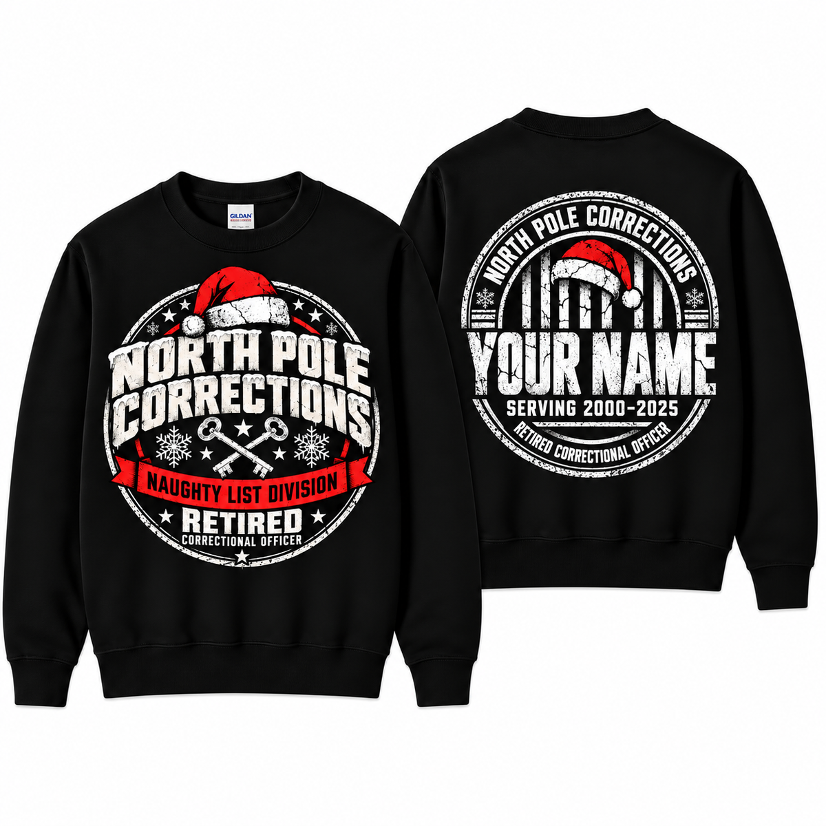 Personalized Retired Correctional Officer North Pole Christmas Sweatshirt
