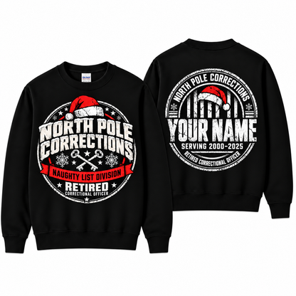 Personalized Retired Correctional Officer North Pole Christmas Sweatshirt