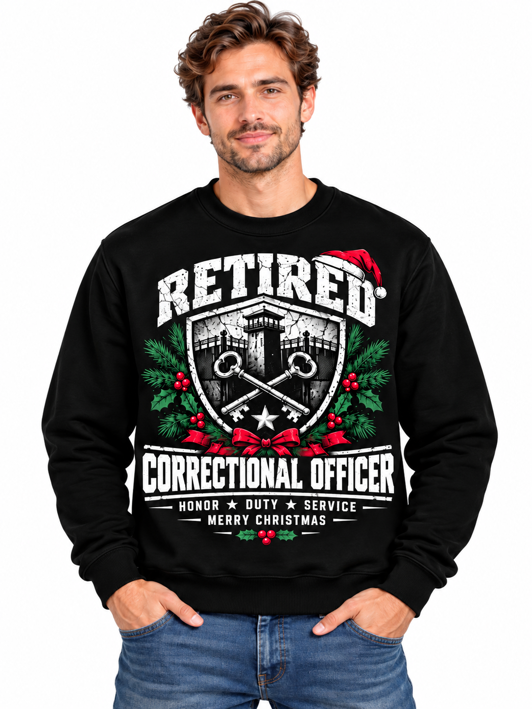 Personalized Retired Correctional Officer Christmas Sweatshirt