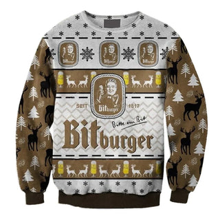 Unisex Bitburger Beer 3D Ugly Christmas Sweater For Men & Women Christmas Gift Sweater BH1072