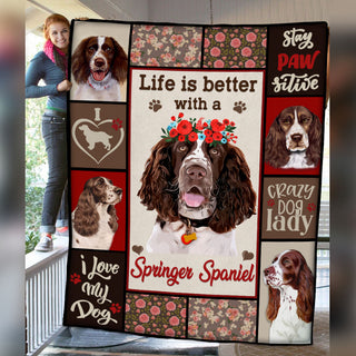 Springer Spaniel Dog Fleece Blanket MR0501 68O52