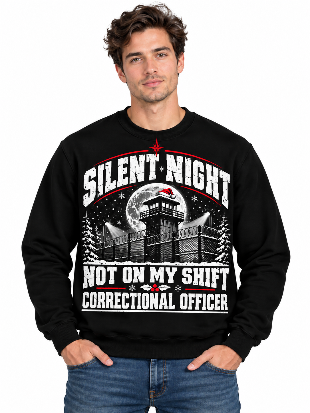 Personalized Correctional Officer Silent Night Christmas Sweatshirt
