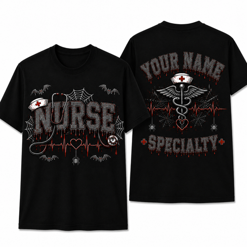 Personalized Cute Halloween Nurse Shirt Custom RN Gift Look Unisex T-Shirt