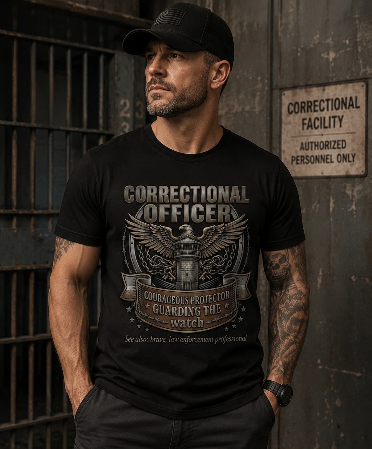 Custom Corrections Officer Shirt | Personalized Thin Silver Line CO Gear T-Shirt | Premium Prison Guard Law