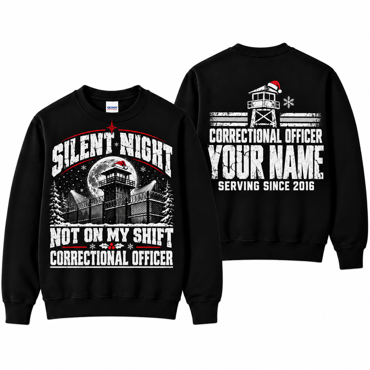 Personalized Correctional Officer Silent Night Christmas Sweatshirt