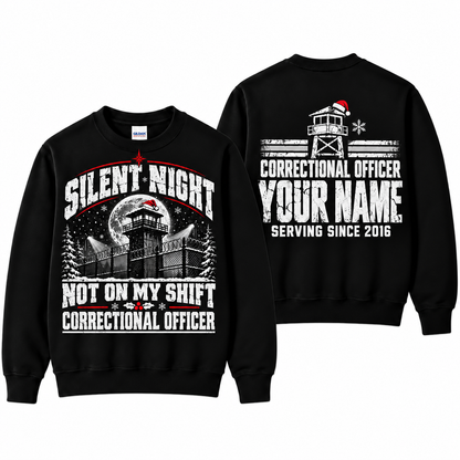 Personalized Correctional Officer Silent Night Christmas Sweatshirt