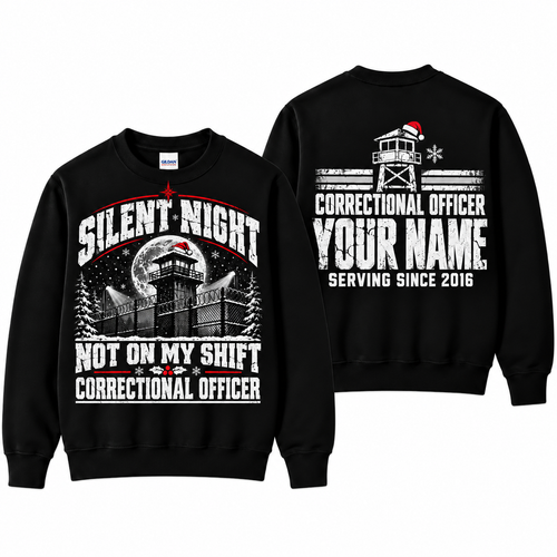 Personalized Correctional Officer Silent Night Christmas Sweatshirt