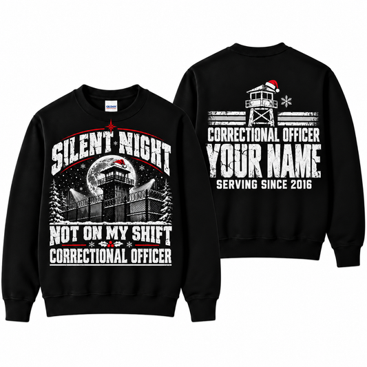Personalized Correctional Officer Silent Night Christmas Sweatshirt