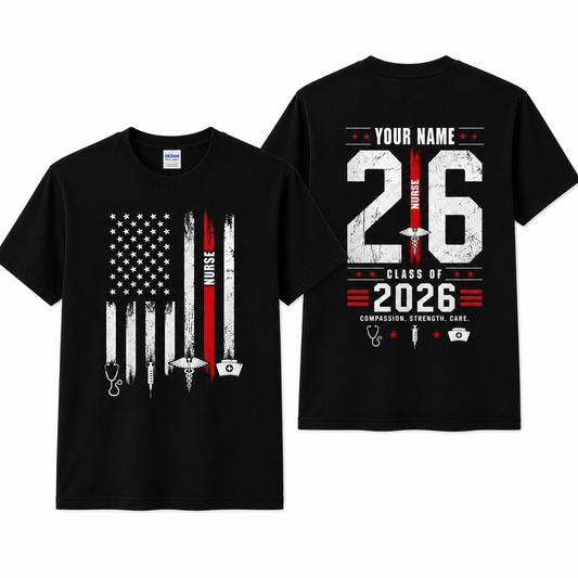 Personalized Funny American Flag Nurse Shirt Custom Nurse Day Gift Unisex T-Shirt