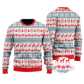 Winter Christmas Red Grey Style Ugly Christmas Sweater For Men & Women Christmas Gift Sweater US1361