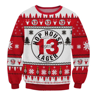 Unisex Hop House 13 Lager 3D Ugly Christmas Sweater For Men & Women Christmas Gift Sweater BH1195