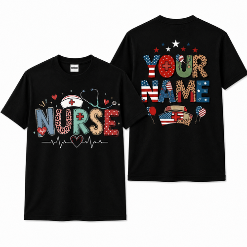 Personalized Patriotic Bow American Flag Shirt Custom 4th of July Unisex T-Shirt