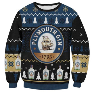 Unisex Plymouth Gin 3D Ugly Christmas Sweater For Men & Women Christmas Gift Sweater BH1163