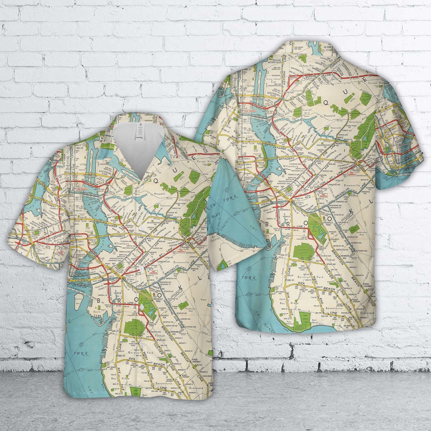 1942 Hagstrom Subway Map Hawaiian Shirt