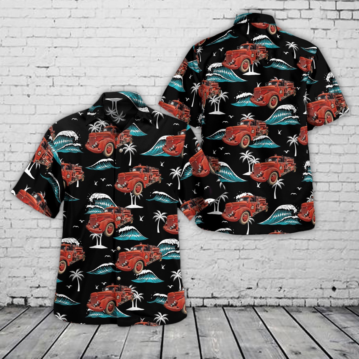 1942 International KR11 Fire Truck Hawaiian Shirt