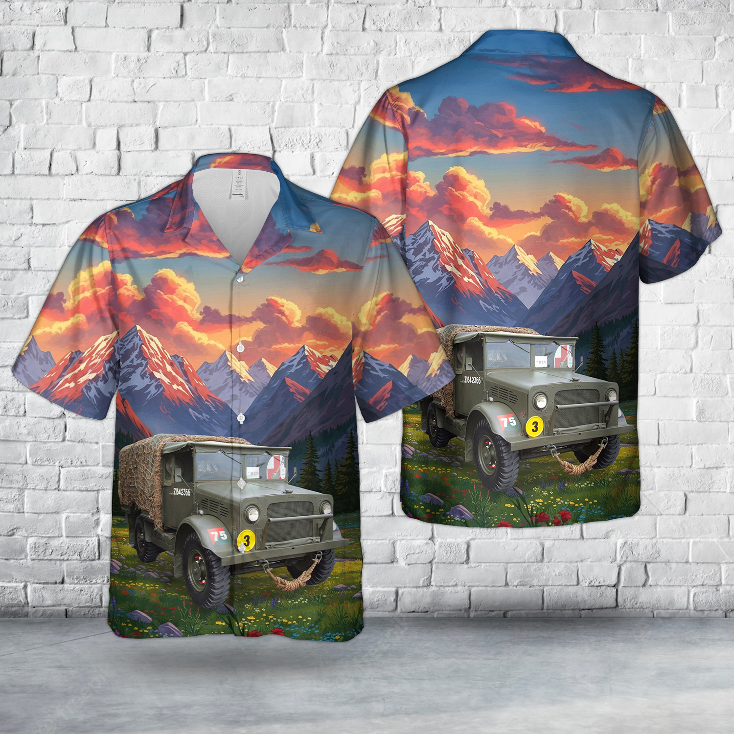 1943 Bedford MW utility vehicle Hawaiian Shirt
