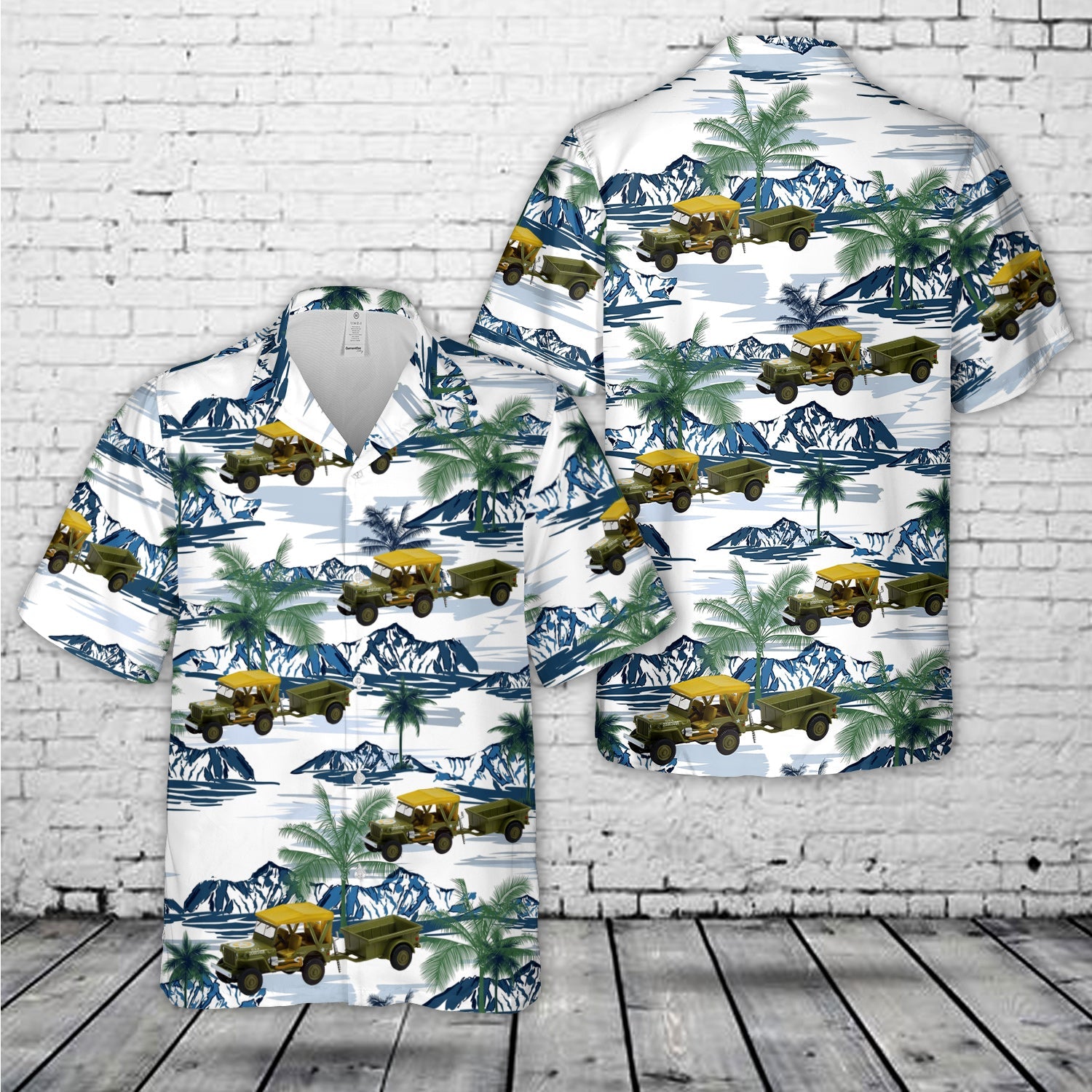 1943 Willys MB Jeep with M5 Liquid Vesicant Detector Invasion Star and 1/4 Ton Cargo Trailer Hawaiian Shirt