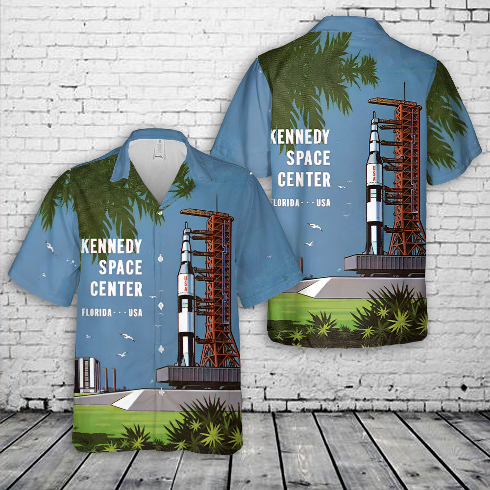 1950's style. Kennedy Space Center Cocoa Beach Cape Canaveral NASA Apollo FL Florida Hawaiian Shirt