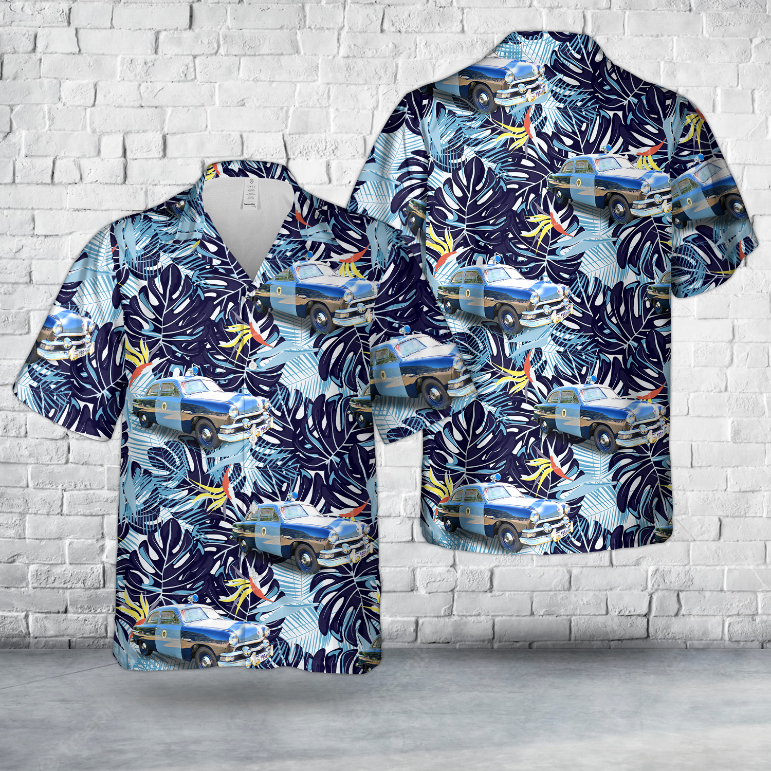 1951 Ford Massachusetts State Police Cruiser Hawaiian Shirt