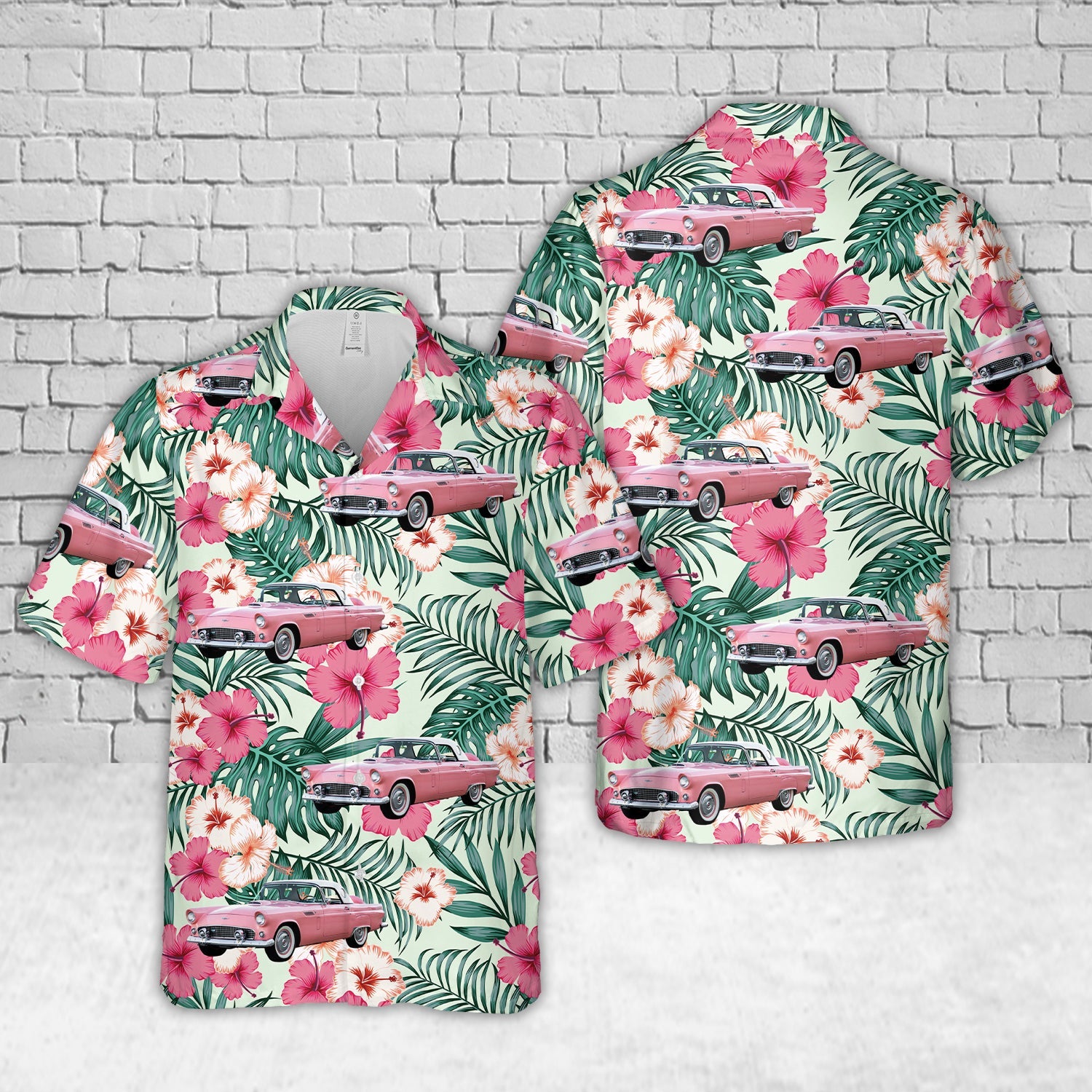 1956 Ford Thunderbird Sunset Coral “Pink” Hawaiian Shirt