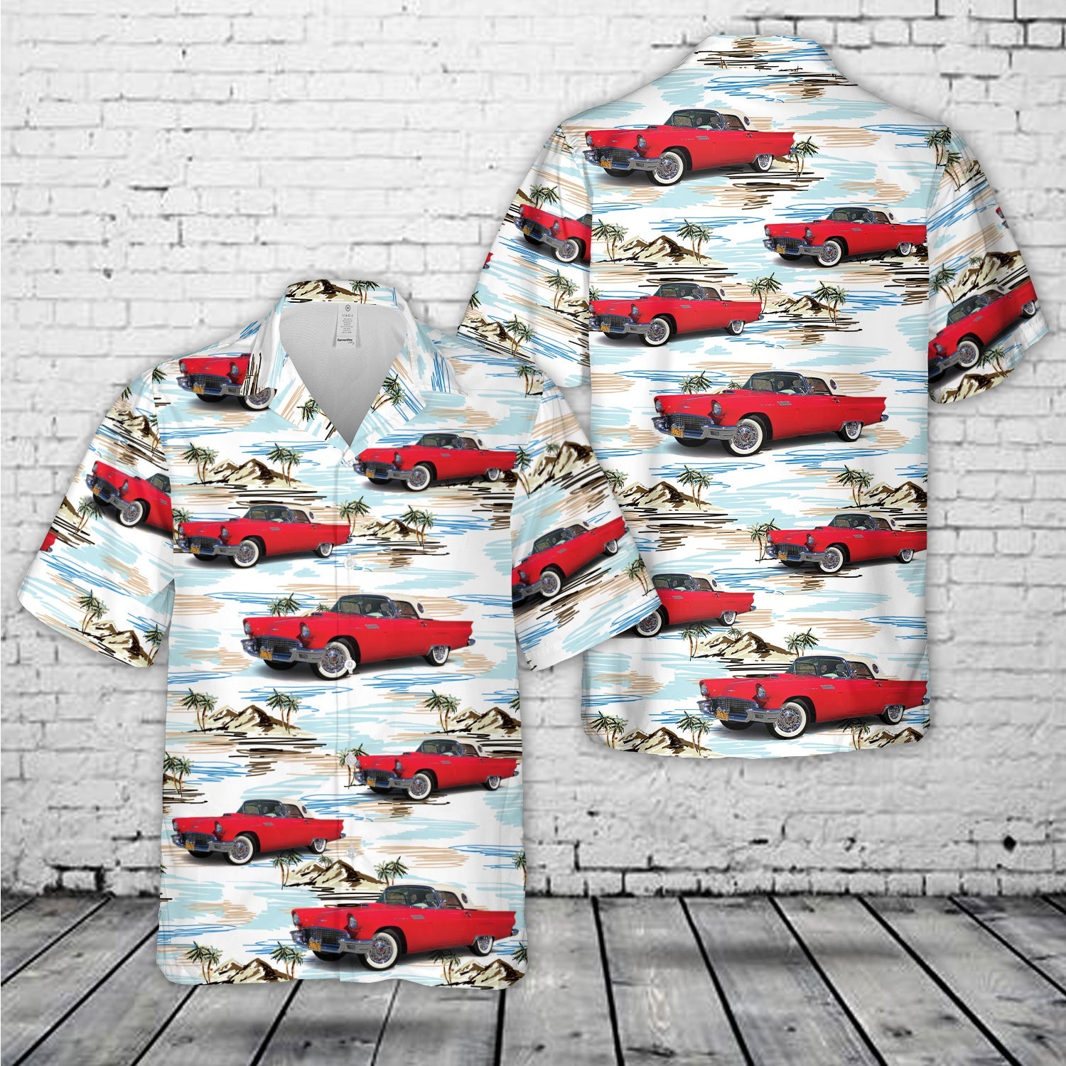 1957 Ford Thunderbird Red Hawaiian Shirt
