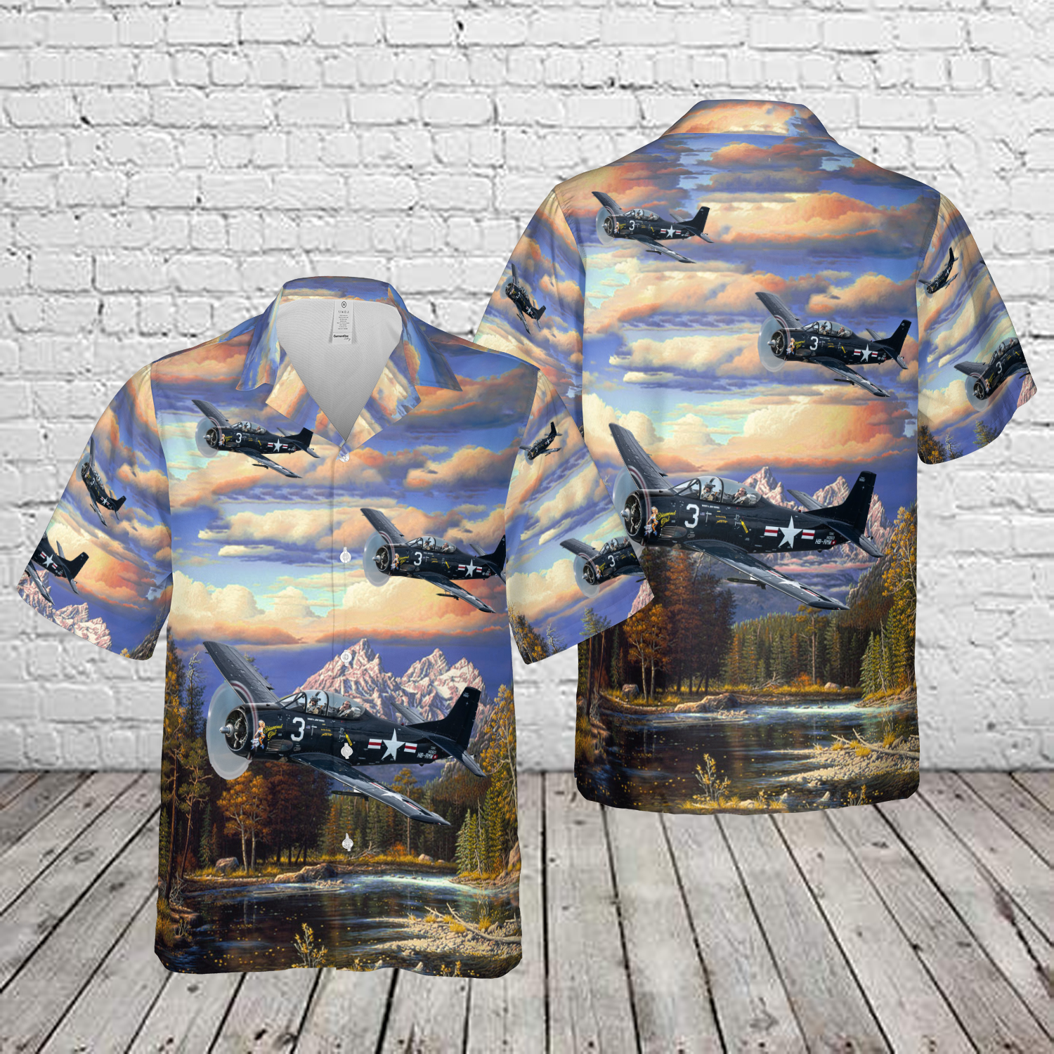 1957 North American T28 Trojan T28C Hawaiian Shirt