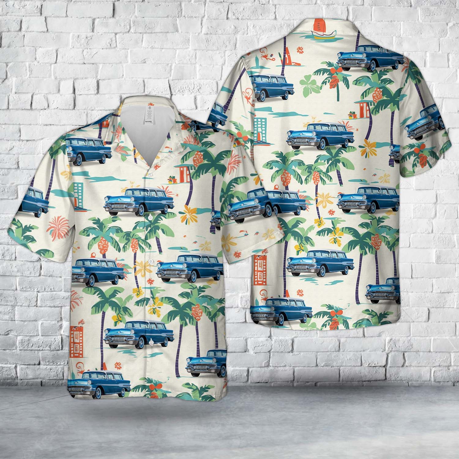 1957 Pontiac Star Chief Custom Safari Station Wagon Hawaiian Shirt
