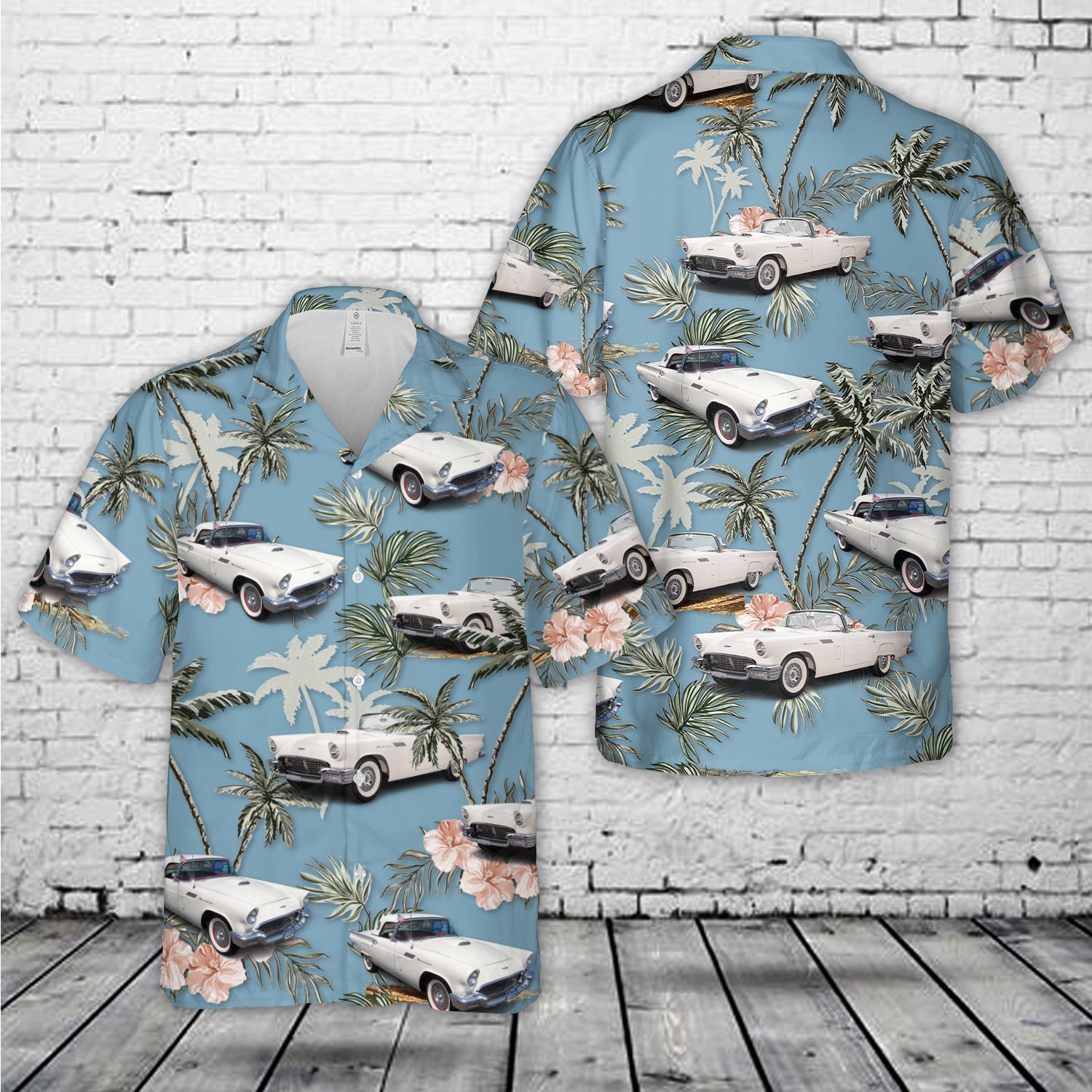 1957 White Ford Thunderbird Hawaiian Shirt
