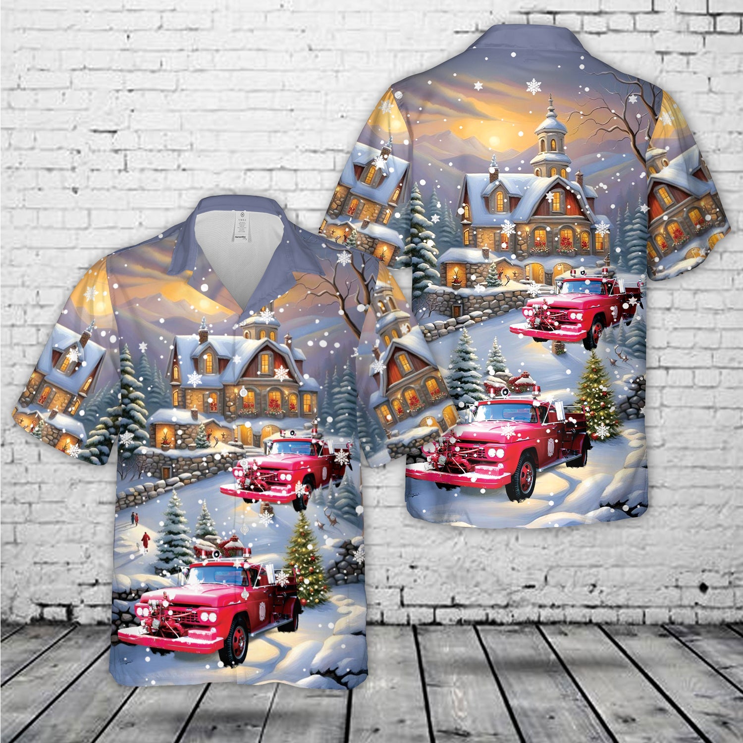 1958 American Fire Ford F600 Pumper Christmas Hawaiian Shirt