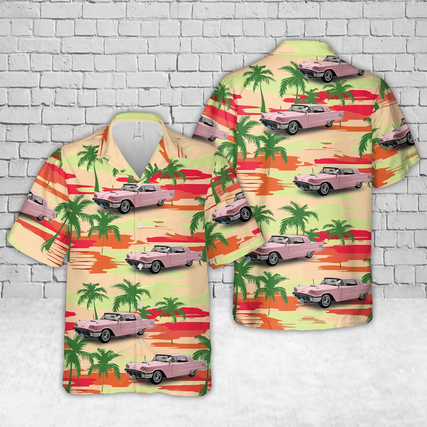 1960 Ford Thunderbird Hard Top Pink Hawaiian Shirt