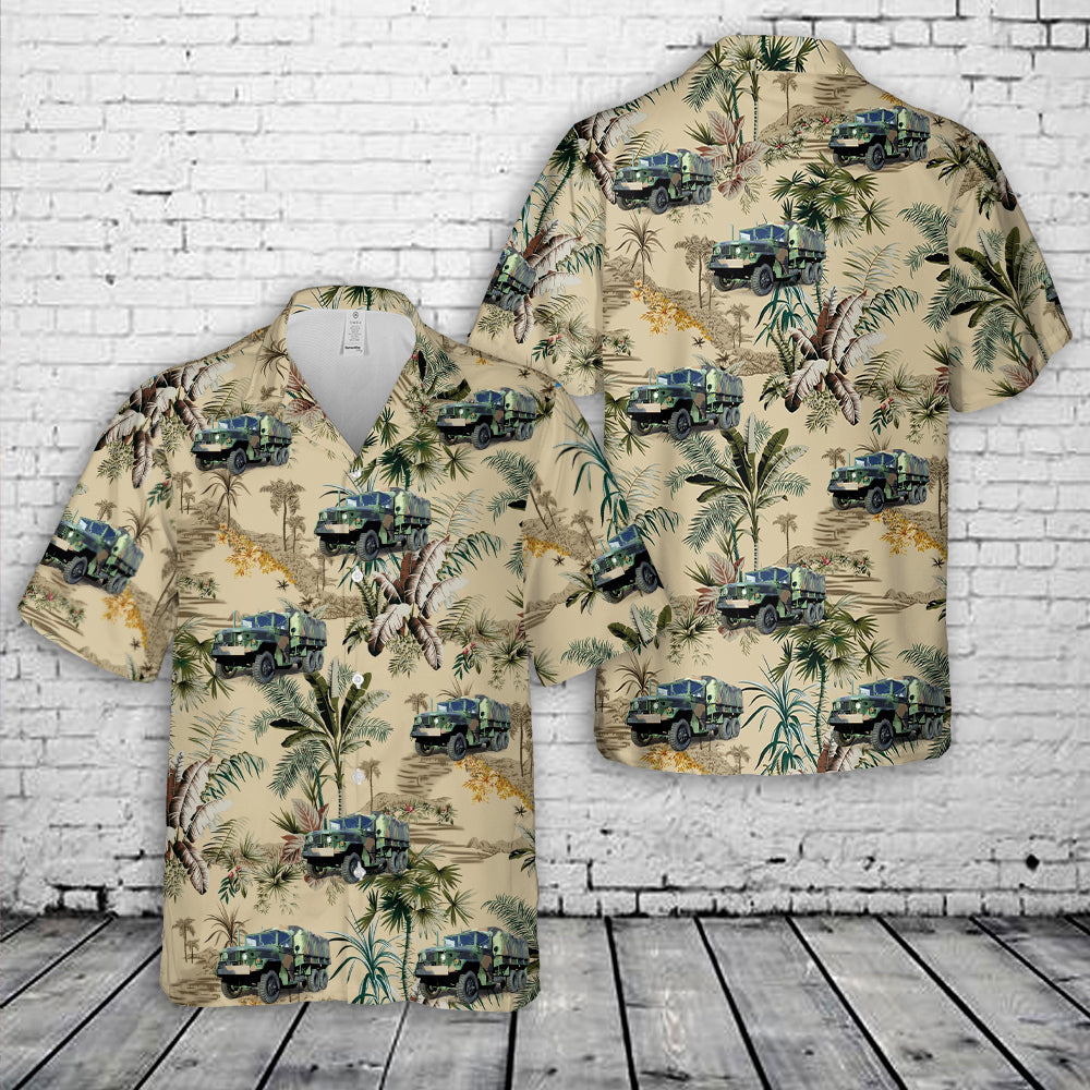 1971 AM General M35A2 with winch and camouflage cargo Hawaiian Shirt