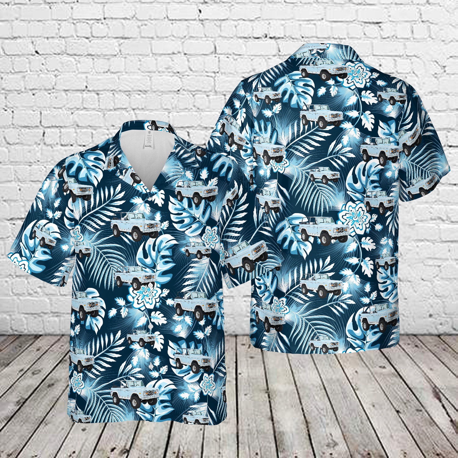 1974 Blue Ranger Ford Bronco Hawaiian Shirt