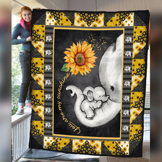 Elephant Sunflower Mom Fleece Blanket M1403 82O34