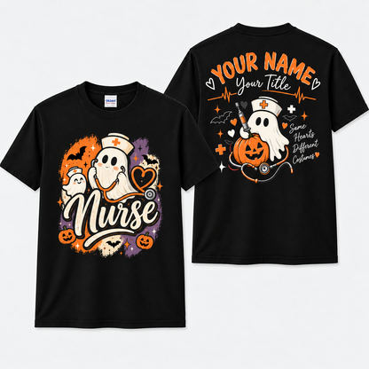 Personalized Halloween Nurse T-Shirt Spooky Season Top Nursing Student Gift Unisex Shirt
