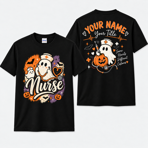 Personalized Halloween Nurse T-Shirt Spooky Season Top Nursing Student Gift Unisex Shirt