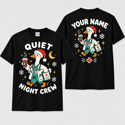 Custom Christmas Goose Nurse Unisex T Shirt, Personalized RN Tee, Funny Registered Nurse Holiday Gift, ER ICU Nurse Shirt